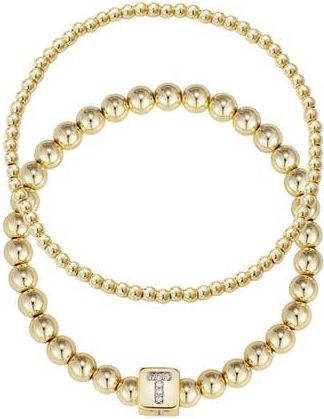 Adornia Set of 2 Gold Plated Stretch Bracelets in Gold-T at Nordstrom Rack