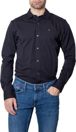 Tommy Jeans Overhemden Slim Fit Stretch Zwart