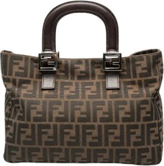 Fendi Pre-owned Handbags, female, Brown, Size: ONE SIZE Pre-owned Canvas Tote