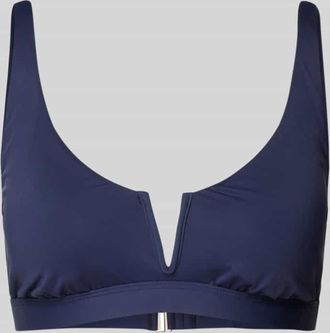 Lauren Ralph Lauren Bustier-Bikini-Oberteil mit V-Ausschnitt Modell BEACH CLUB in Dunkelblau, Gr&ouml;&szlig;e XL