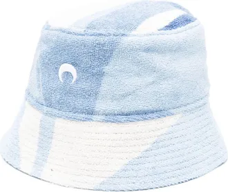 Marine Serre regenerated-towels bucket hat - unisex - Cotton/Cotton - S - Blue