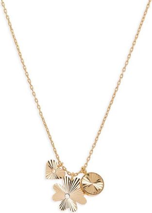 Madewell Engine Turned Cluster Charm Necklace in Antique Gold at Nordstrom