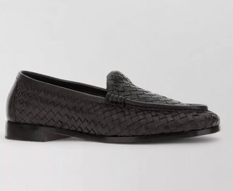 Bottega Veneta leather silenzio loafers round toe woven
