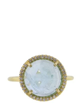 Irene Neuwirth 18kt yellow gold Classic aquamarine and diamond ring - women - 18kt Yellow Gold/Aquamarine/Diamond - 6 3/4