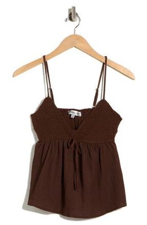 Madden Girl Crochet Trim Babydoll Tank in Chocolate Brown at Nordstrom Rack, Size X-Large