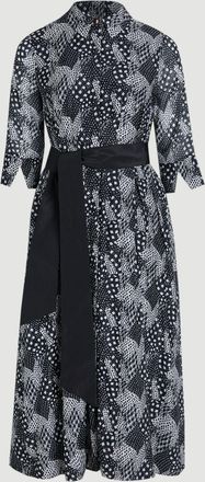 Karen Millen Womens Plus Size Floral Silk Cotton Woven Shirt Dress - Monochrome Multi - Size 22 UK