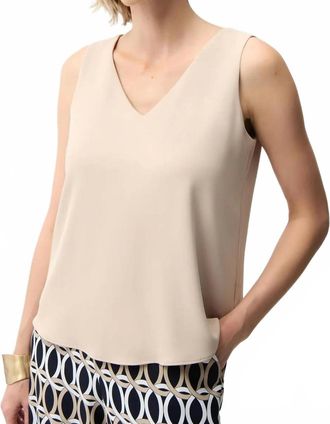 Joseph Ribkoff V-Neck Sleeveless Straight Top In Parchment