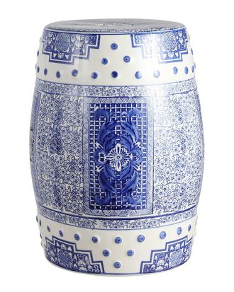 Jonathan Y Designs Jonathan Y Acanthus Chinoiserie Ceramic Drum Garden Stool