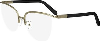 Ferragamo Eyeglasses Cat Eye Semi Rim, Black Frame And Clear Demo Lenses Lens Sf2227001