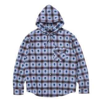 SUPREME FW25 x Number (N)ine Hooded Flannel Shirt Blue FW25S22-BLUE