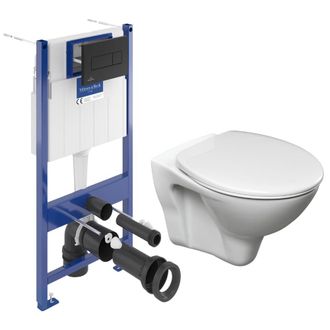 Villeroy & Boch Villeroy&boch - Pack Wc Con Bastidor + Inodoro Cersanit S-line Pro + Asiento Termopl&aacute;stico + Placa Negra (vcnslpro4)