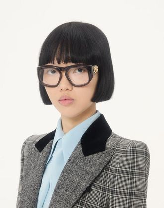 Valentino Occhiale Rettangolare In Acetato unisex MARRONE 55