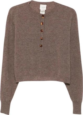 Alysi Serafino Knit - Dames - Ronde hals truien - Bruin - S - Truien & Vesten
