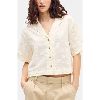 BDG Seersucker Texture Boxy Camp Shirt in White at Nordstrom Rack, Size X-Small