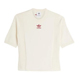 adidas Gebreid T-shirt met panelen Wit - Dames - Sportshirts - Wit - M - Polyester - Fitness