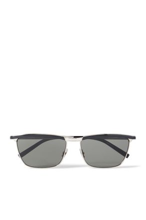 Saint Laurent Joe Square-Frame Acetate and Silver-Tone Sunglasses