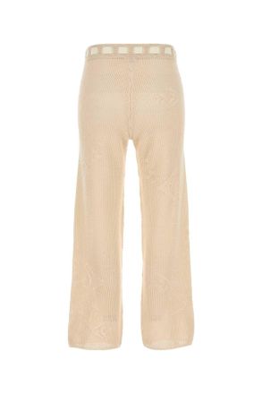 Bode Womens Beige Crochet Pant Cream Exterior: Cotton Pantaloni Trousers