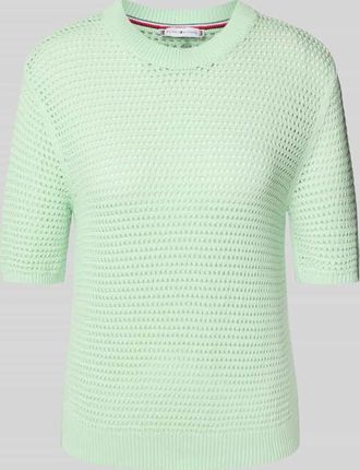 Tommy Hilfiger Regular Fit H&auml;kelpullover aus Baumwoll-Mix in Mint, Gr&ouml;&szlig;e XS
