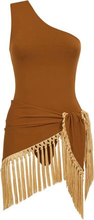 Taller Marmo Costume intero monospalla Yacare - Marrone