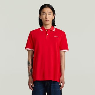 G-Star Chest Logo Striped Polo - Rood - Heren