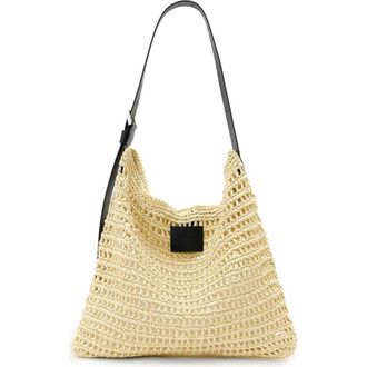 AllSaints Asha Straw Shoulder Bag in Unbleached White at Nordstrom