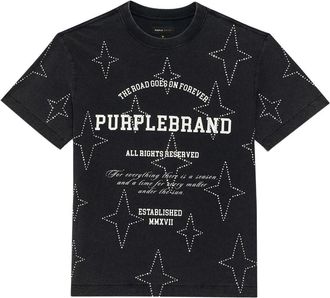 Purple Stacked Crystal Stars T-shirt - men - Cotton - M - Black