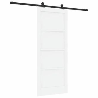 Berkfield Home Sliding Door with Hardware Set ORKDALWhite Solid Wood Pine in White
