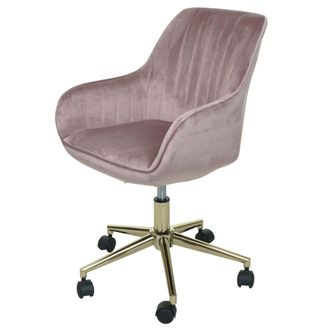 Hhg Hhg - Sedia Poltrona Regolabile Girevole Ufficio 016 Acciaio Tessuto Rosa
