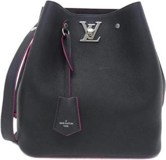 Louis Vuitton Pre-owned Lockme Bucket Calf Shoulder Bag - Dames - Vintage Tas - Zwart - ONE Size - Leer - Vintage