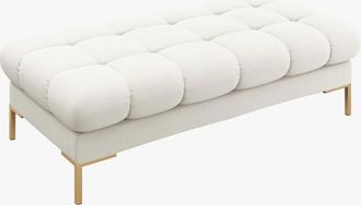 BLOOMINGLOFT Grosser Design Hocker / Sitzbank Mamaia Strukturstoff - Beine Gold