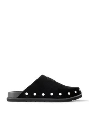 Celine Triomphe Logo-Appliquéd Studded Suede Mules