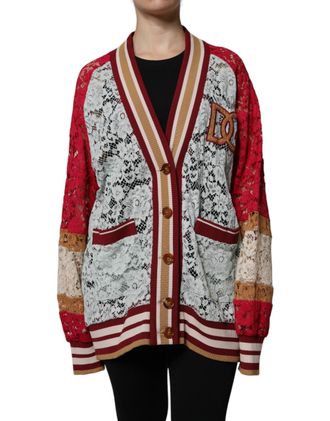 Dolce & Gabbana Multicolor Floral Lace Cardigan Womens Sweater