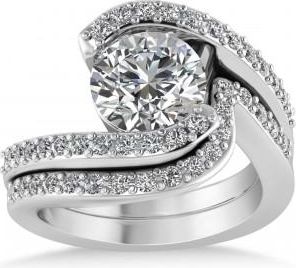 Allurez Lab Grown Diamond Accented Tension Set Bridal Set 14k White Gold (0.35ct)