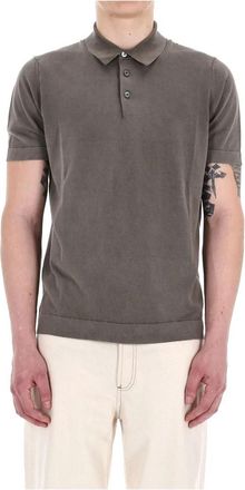 Drumohr Bruine T-shirts en Polos Superlicht Katoen - Heren - Polos - Bruin - XL - Katoen - Tops