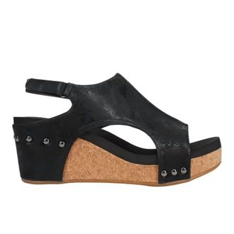 Corkys Womens Carley Studded Slingback Wedge In Black Metallic