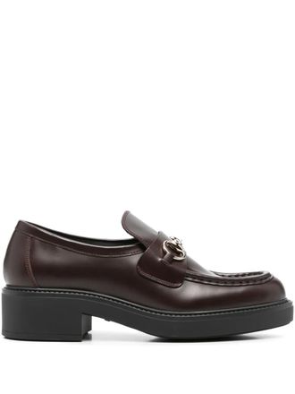Gucci 45mm horsebit-detail leather loafers - women - Rubber/Leather/Leather - 37.5 - Red