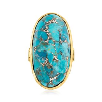 Ross-Simons Mosaic Turquoise Ring in 18kt Gold Over Sterling