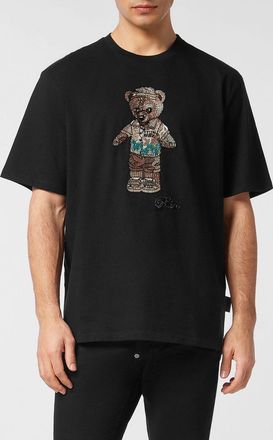 Philipp Plein T-shirt in cotone con ricamo Teddy Bear e applicazioni