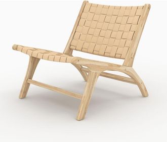 Rendez-Vous D&eacute;co Rendez-vous D&eacute;co - Sill&oacute;n De Teca Y Cuero Trenzado Beige - Kuna