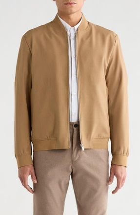 BOSS Hanry Textured Wool Blend Bomber Jacket in Open Beige at Nordstrom, Size 38 Regular