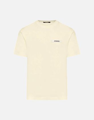 Jacquemus Mens Jacquemus The Gros Grain Logo T Shirt Beige - Yellow - Size: 42