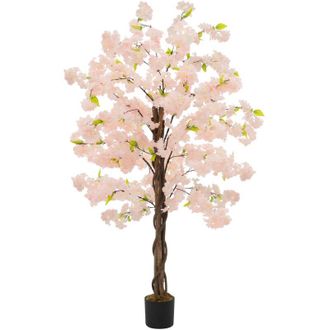 ML Design Ml-design &Aacute;rbol De Cerezo Artificial 150 Cm Planta Grande Realista Con Tronco De Madera Natural En Maceta, Decorativo Con Flores Rosas, Interior/exter