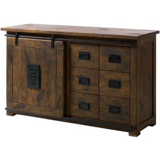 Massivmoebel24 Sideboard Mango 140x45x85 braun lackiert railway 421