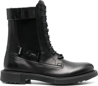 Ferragamo Ferragamo Lace-Up Leather Combat Boots