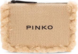 Pinko Platte Portemonnee Hengsel - Dames - Clutches - Beige - ONE Size - Katoen - Tassen