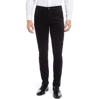AG - Adriano Goldschmied Jamison Tuxedo Stripe Velvet Trousers in Pure Black at Nordstrom Rack, Size 32