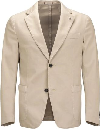 Sartoria Tramarossa Single Breasted Jacket Filippo - Heren - Blazers - Beige - L - Katoen - Jassen