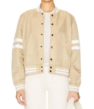 &ecirc;tre c&eacute;cile Varsity Flight Jacket In Ecru