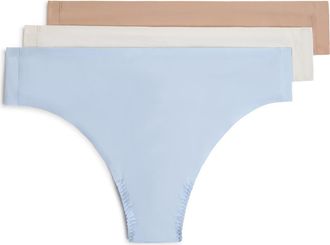 Spanx Fit-to-You Assorted 3-Pack Thongs in Smmt-Pwdr-Nkd2 at Nordstrom, Size One Size Regular