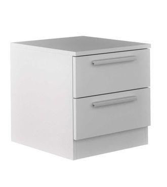 Home Heavenly Home Heavenly - Mesita De Noche De 2 Cajones Cube, De Madera, Tiradores Rectos Mate Color: Blanco